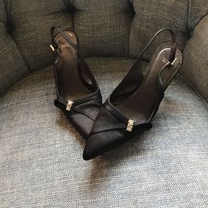 Vera Wang black jewel pointed heels